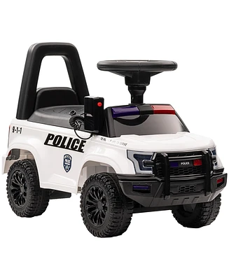 Simplie Fun Kids Push Ride On Car with Working Pa System and Horn, Police Truck Style Foot-to-Floor Sliding Car for Boys and Girls with Under