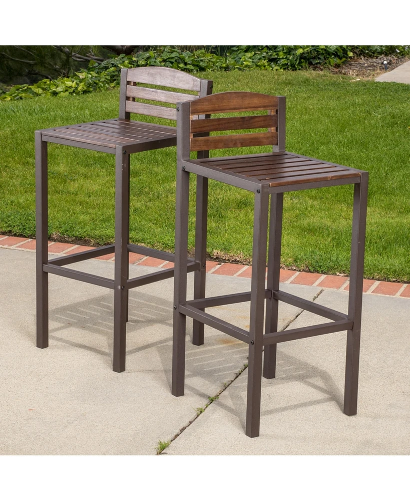 Simplie Fun Acacia Wood And Iron Industrial Barstools: Modern Sophistication For Your Bar Or Dining Space