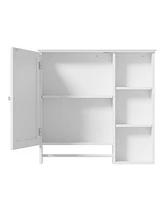 Wall Mounted Bathroom Storage Cabinet, Medicine Cabinets with large mirror door, adjustable shelves and three open storage levels(Not Include Bathroom