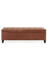 Luxurious Velvet Ottoman with Lift-Top Storage and Waffle Stitching