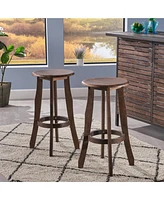 Acacia Wood Barstools: Stylish, Durable, Outdoor-Ready (Set Of 2)