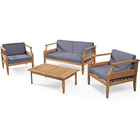 Aston Outdoor 4 Seater Chat Set With Cushions_Loveseat & Coffee Table &Club Chair