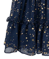 Rare Editions Little Girls Star Foil Ruffle Tier Dress