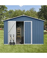 Streamdale Furniture Metal garden sheds 10ftx12ft outdoor storage sheds blue