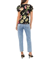 Vince Camuto Women's Floral-Printed Ruffled-Sleeve Top