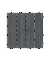 Patio Floor Tiles Pack of Wpc Wood-Plastic Composite Patio Deck Tiles Diy Interlocking Decking Tiles, Quick Deck Floor Tile, Court Tile