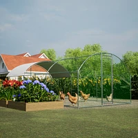 Large Chicken Coop Metal Chicken Run with Waterproof and Anti-uv Cover, Dome Shaped Walk-in Fence Cage Hen House for Outdoor and Yard Farm Use, 1"
