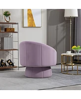Mid Century Modern Accent Chair with Wood Frame, Upholstered Swivel Chair For Living Room Chairs with Waist Cushion, Reading Armchair for Bedroom Sunr