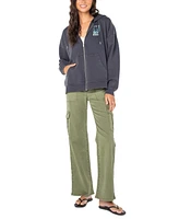 Roxy Juniors' Lineup Fleece Logo Oversized Zip Hoodie