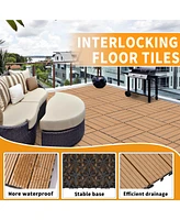 Streamdale Furniture Wood Plastic Composite Deck Tiles Set of 20, Sustainable Fsc Composite Decking Resist Rust, Water, Weather