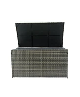 Outdoor Storage Box, 200 Gallon Wicker Patio Deck Boxes with Lid, Outdoor Cushion Storage for Kids Toys, Pillows, Towel