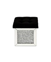 Simplie Fun Noralie Ottoman W/Storage Mirrored & Faux Diamonds