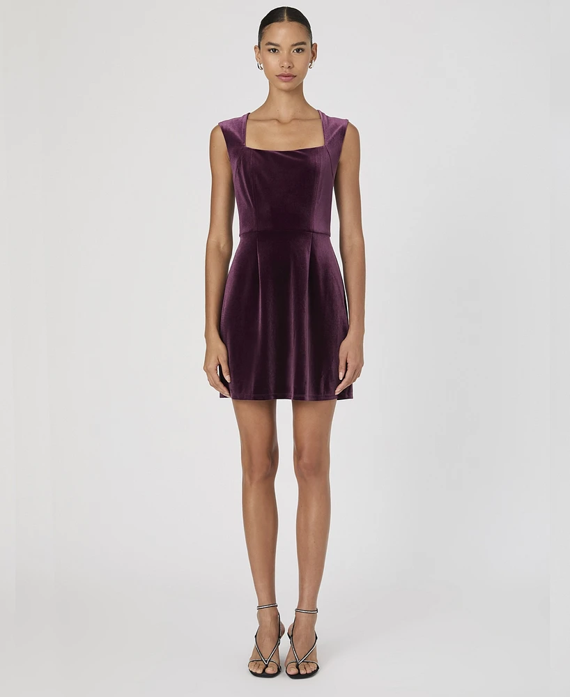 French Connection Women's Stretch Velvet Square-Neck Dress