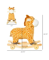 Streamdale Furniture 2-in-1 Kids Plush Ride-On Rocking Horse Toy, Giraffe