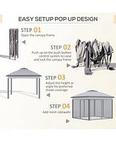 11' x 11' Pop Up Canopy Tent with Netting and Carry Bag, Instant Gazebo Sun Shelter, Tents for Parties with 121 Square Feet of Shade, for Outdoor, Gar