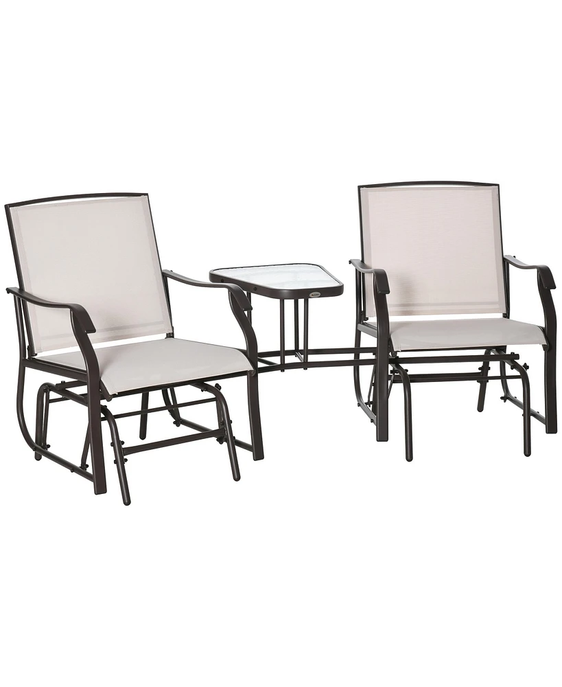 Simplie Fun Outdoor Glider Chairs with Coffee Table, Patio 2