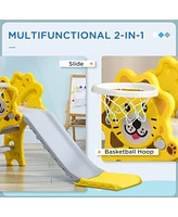 Streamdale Furniture 2 in 1 Toddler Slide for Indoors, Toy for Toddler, Easy Set Up Baby Slide with Basketball Hoop for Kids 18-36 Months, Yellow