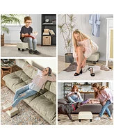 Ottoman Foot Rest, Small Foot Stool with Linen Fabric Upholstery and Plastic Legs, Cube Ottoman for Living Room