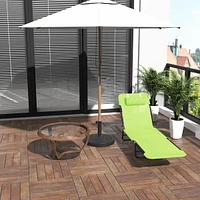 Folding Chaise Lounge Chair, Pool Sun Tanning Chair, Outdoor Lounge Chair with Reclining Back, Breathable Mesh Seat, Headrest for Beach, Yard, Patio,