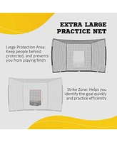 Streamdale Furniture 17' x 5.5' Baseball Net with Strike Zone, Tee, Caddy, and Carry Bag for Pitching and Hitting, Portable Extra Large Softball and B