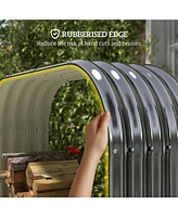 Galvanized Steel Wood Shed Firewood Storage Rack, 4.7' x 1.4' x 4.7' Log Holder Storage Shed with Rubberized Edge for Safety & Gloves for Easy Assembl