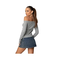 Edikted Women's Adelaine Asymmetric Top - Gray