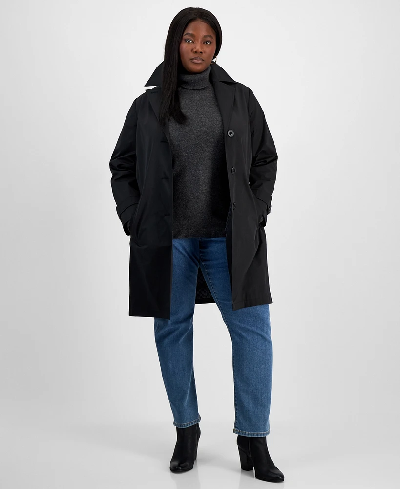 Michael Kors Plus Notched Collar Button-Front Coat, Exclusively at Macy's