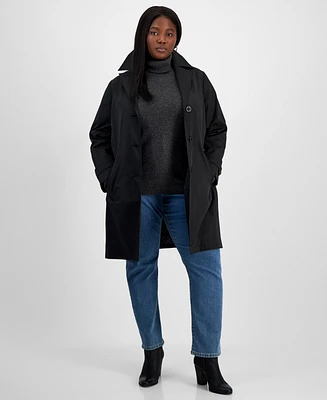 Michael Kors Plus Notched Collar Button-Front Coat, Exclusively at Macy's