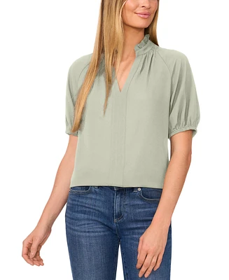 CeCe Women's Split-Neck Puff-Sleeve Blouse