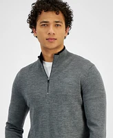 Michael Kors Men's Modern-Fit Tipped 1/4-Zip Merino Wool Sweater