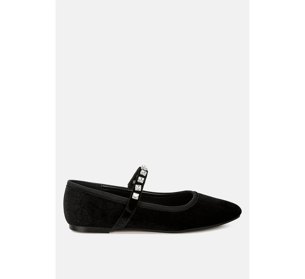 Rag & Co Aralia Velvet Mary Jane Ballerinas