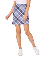 CeCe Women's Cotton Plaid A-Line Back-Zip Mini Skirt