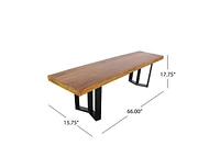 Simplie Fun Verona Concrete Top Dining Bench With Iron Legs And Cover