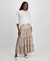 And Now This Women's Metallic Tiered Maxi Skirt, Created for Macy's