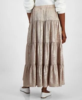 And Now This Women's Metallic Tiered Maxi Skirt, Created for Macy's