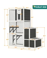 3-Tier Wooden Outdoor & Indoor Cat House Suitable for 1-3 Cats Cat Enclosure Resting Box with 4 Platforms and 2 doors Cat Shelter Kitty House with a J