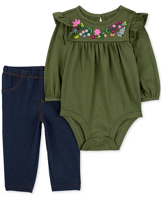 Carter's Baby Girl 2-Piece Flutter Sleeve Bodysuit Pant Set