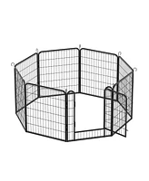 8 Panels Heavy Duty Metal Playpen with door,31.7" H Dog Fence Pet Exercise Pen for Outdoor, Indoor