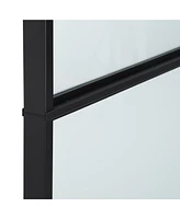 36" x 84" Sliding Door with Hardware Kit, Handle, & Track, Industrial Frosted Tempered Glass Door with Carbon Steel, Easy Installation
