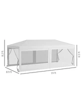 Streamdale Furniture 10' x 20' Party Tent, Outdoor Wedding Canopy & Gazebo with 6 Removable Sidewalls, Shade Shelter for Events, BBQs, White