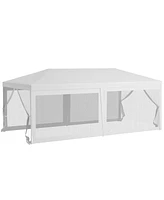 Simplie Fun 10' x 20' Party Tent, Outdoor Wedding Canopy & Gazebo with 6 Removable Sidewalls, Shade Shelter for Events, BBQs, White