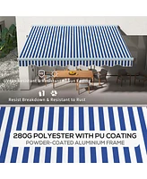 Streamdale Furniture 13' x 10' Electric Awning with Led Lights, Retractable Awning, UV40+ Sun Shade Shelter with Remote Controller and Crank Handle fo