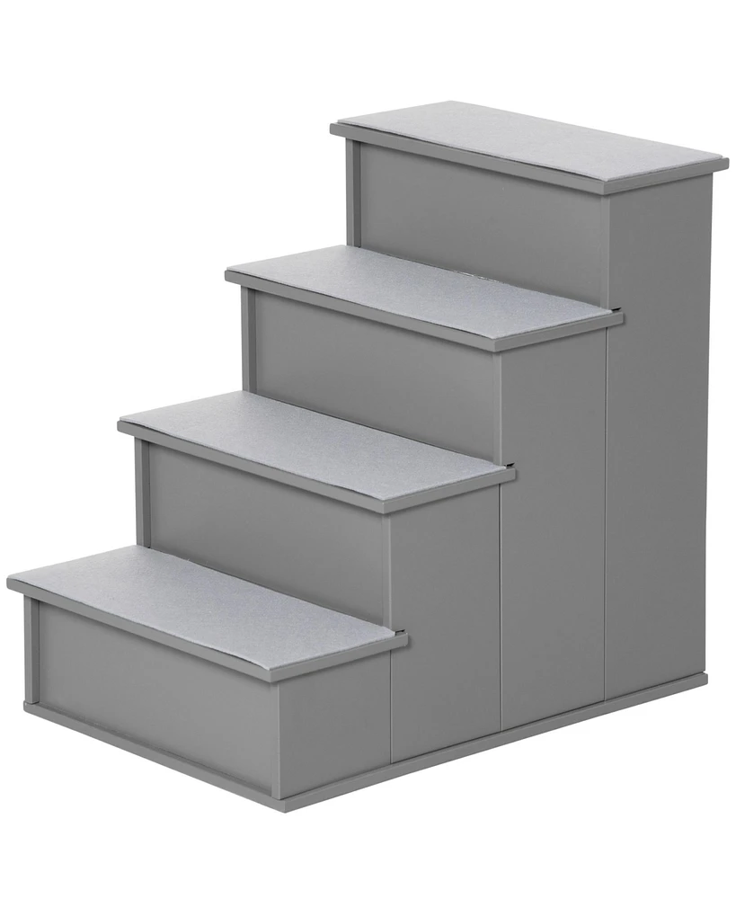 Pet Stairs, Small Pet Steps with Cushioned Removable Covering for Dogs and Cats Up To 22 Lbs., Grey