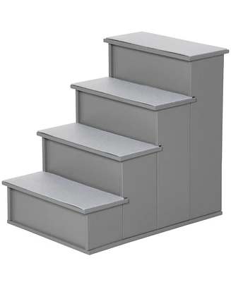 Pet Stairs, Small Pet Steps with Cushioned Removable Covering for Dogs and Cats Up To 22 Lbs., Grey