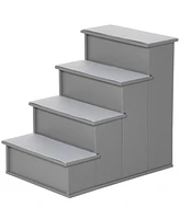 Pet Stairs, Small Pet Steps with Cushioned Removable Covering for Dogs and Cats Up To 22 Lbs., Grey