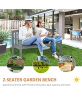 56" Outdoor Wood Bench, 2-Seater Garden Bench with Backrest and Armrest, Patio Bench for Patio, Porch, Poolside, Balcony