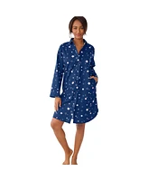 Dreams & Co. Women's Plaid Flannel Button-Front Sleepshirt