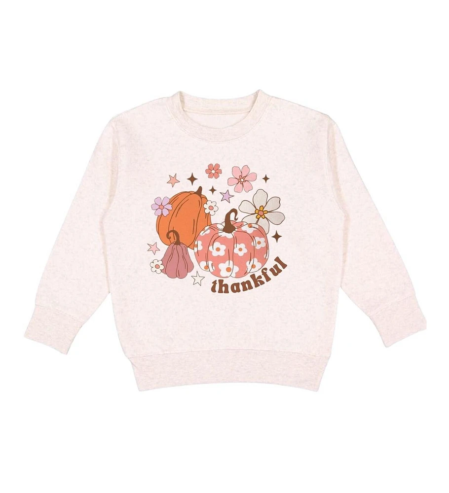 Sweet Wink Toddler Girls Thankful Pumpkin Daisy Thanksgiving Sweatshirt