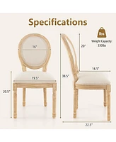 Gymax Dining Chair Set of 2 French Style Rubber Wood Kitchen Side Chair w/ Sponge Padding Beige