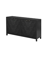 Streamdale Furniture Luxurious Four-Door Sideboard with Honeycomb Patterned Doors, Offering Ample Storage for Study, Entrance and Living Room